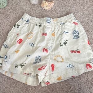 Abercrombie & Fitch Patterned White Linen Women's Shorts